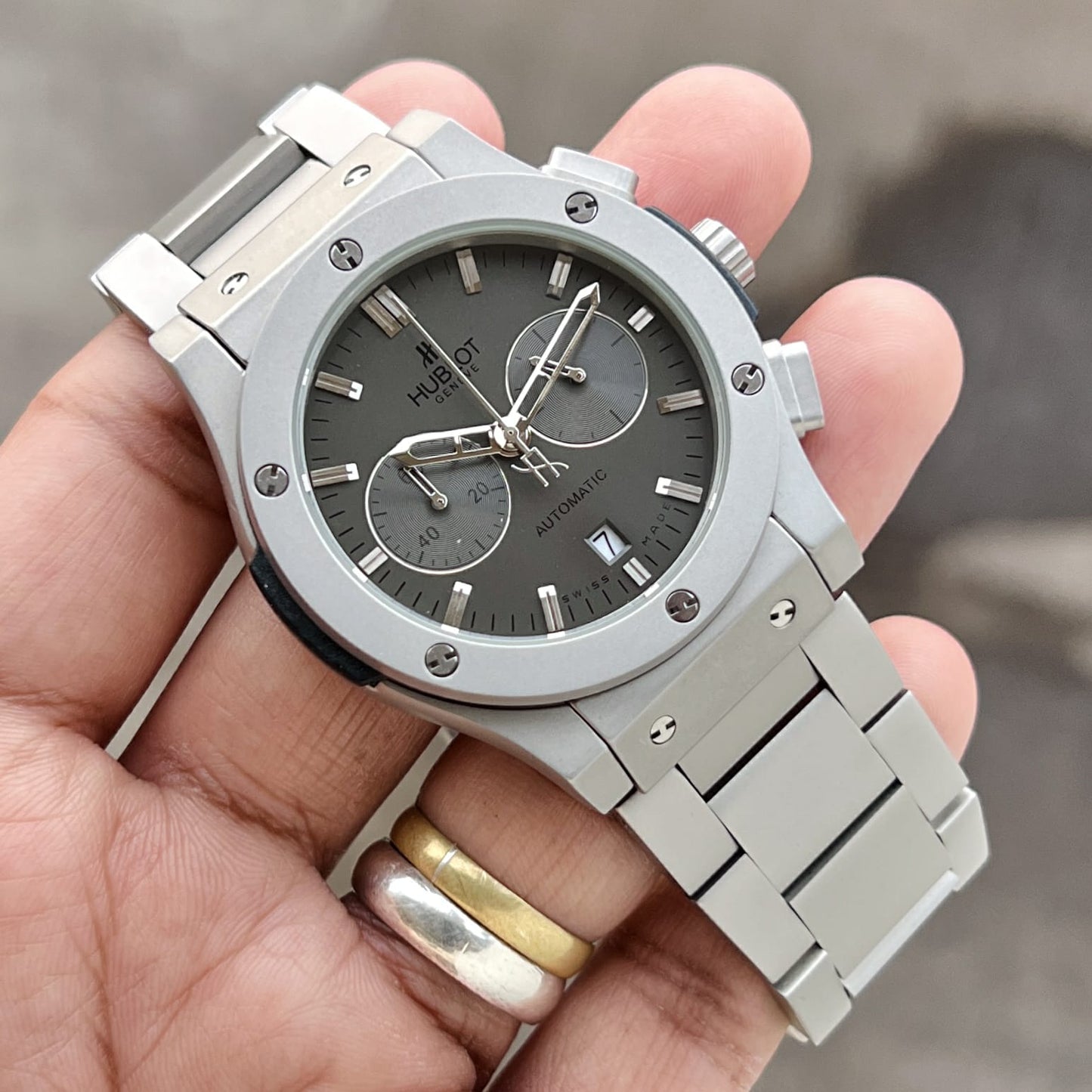 HB  New All Grey Stainless Steel Model For Men